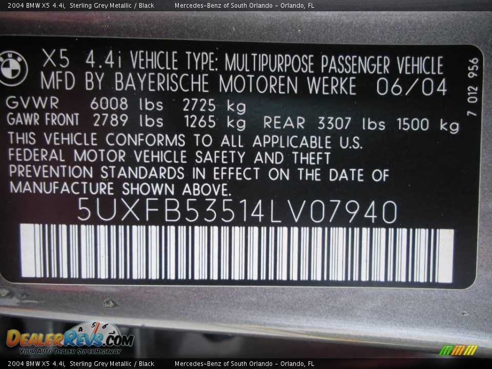 2004 BMW X5 4.4i Sterling Grey Metallic / Black Photo #26