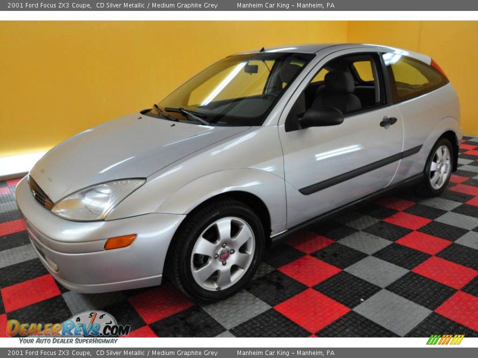 2001 Ford Focus ZX3 Coupe CD Silver Metallic / Medium Graphite Grey Photo #3