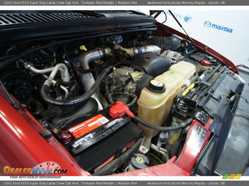 2002 Ford F350 Super Duty Lariat Crew Cab 4x4 Toreador Red Metallic / Medium Flint Photo #8