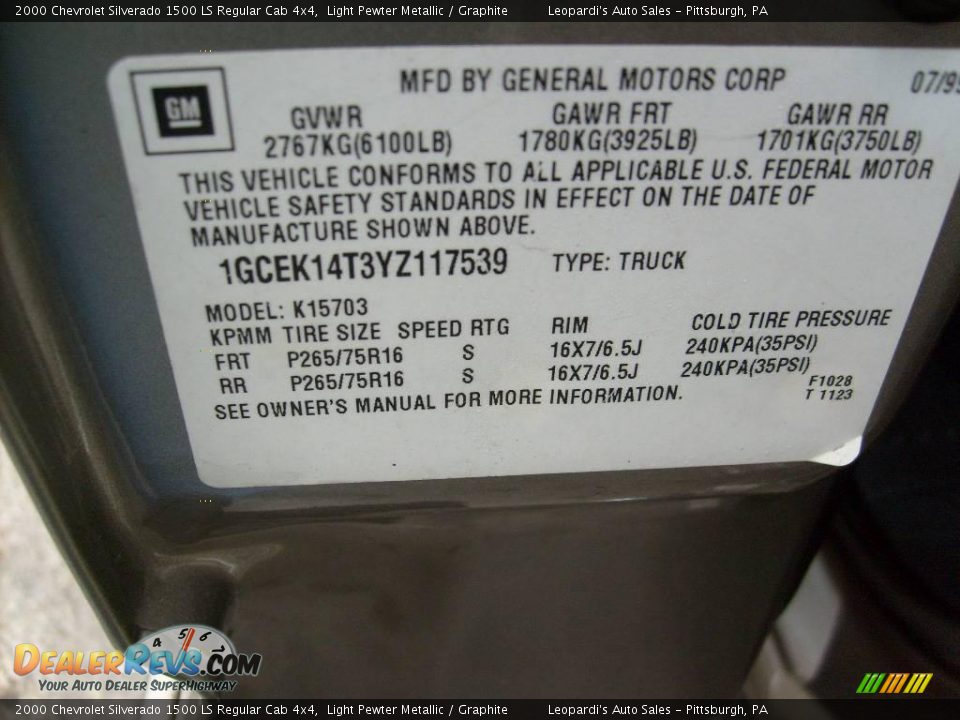 2000 Chevrolet Silverado 1500 LS Regular Cab 4x4 Light Pewter Metallic / Graphite Photo #12