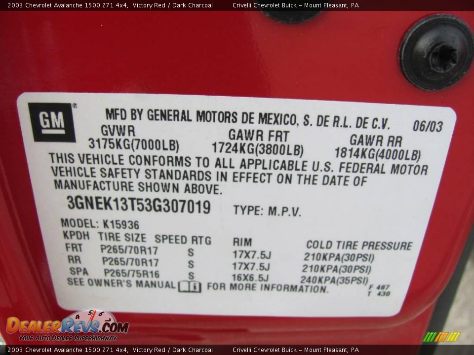 2003 Chevrolet Avalanche 1500 Z71 4x4 Victory Red / Dark Charcoal Photo #29