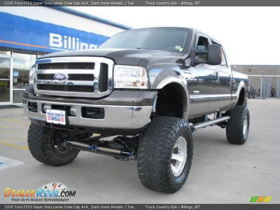 2005 Ford F350 Super Duty Lariat Crew Cab 4x4 Dark Stone Metallic / Tan Photo #2