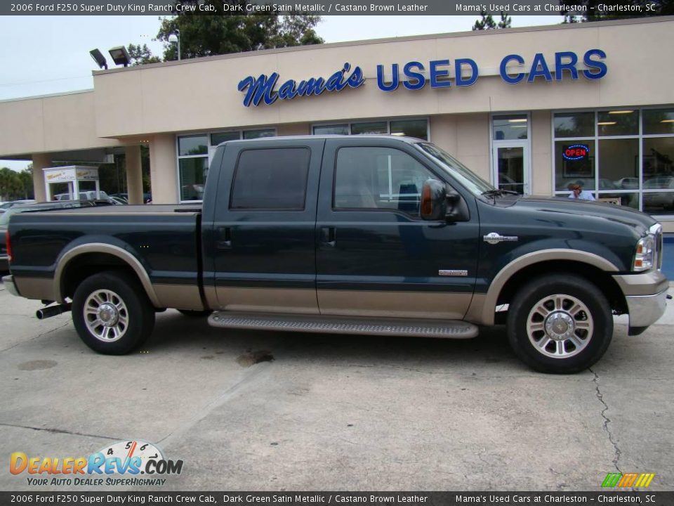 2006 Ford F250 Super Duty King Ranch Crew Cab Dark Green Satin Metallic / Castano Brown Leather Photo #1