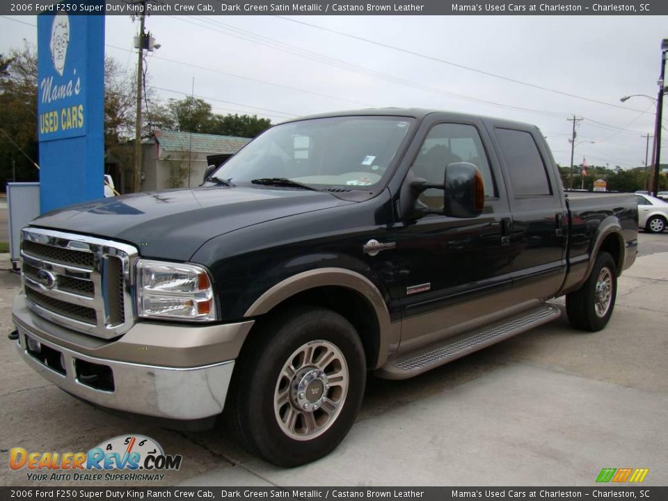 2006 Ford F250 Super Duty King Ranch Crew Cab Dark Green Satin Metallic / Castano Brown Leather Photo #4