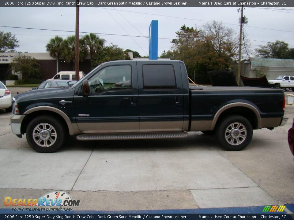 2006 Ford F250 Super Duty King Ranch Crew Cab Dark Green Satin Metallic / Castano Brown Leather Photo #5
