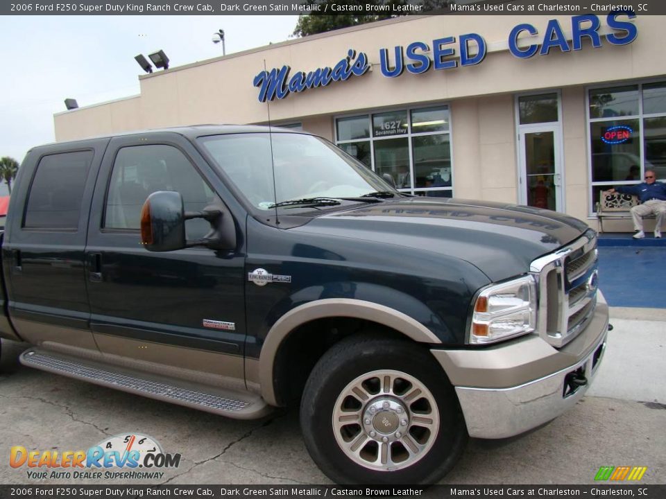 2006 Ford F250 Super Duty King Ranch Crew Cab Dark Green Satin Metallic / Castano Brown Leather Photo #24