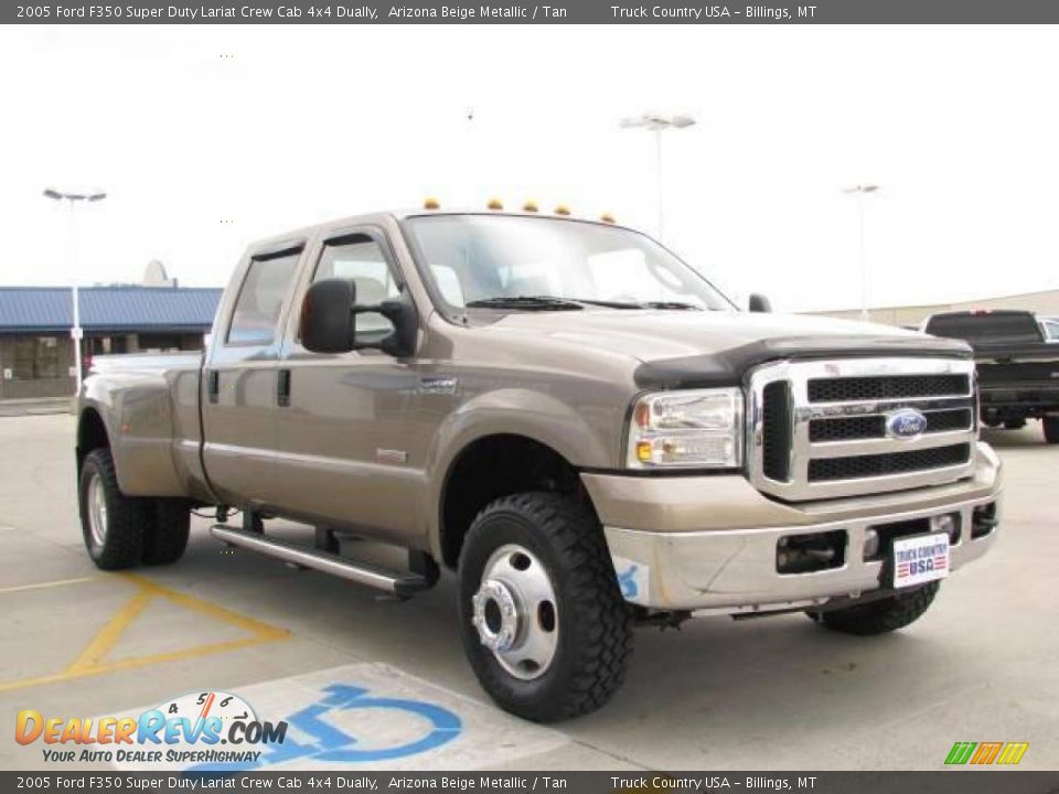 2005 Ford F350 Super Duty Lariat Crew Cab 4x4 Dually Arizona Beige Metallic / Tan Photo #4