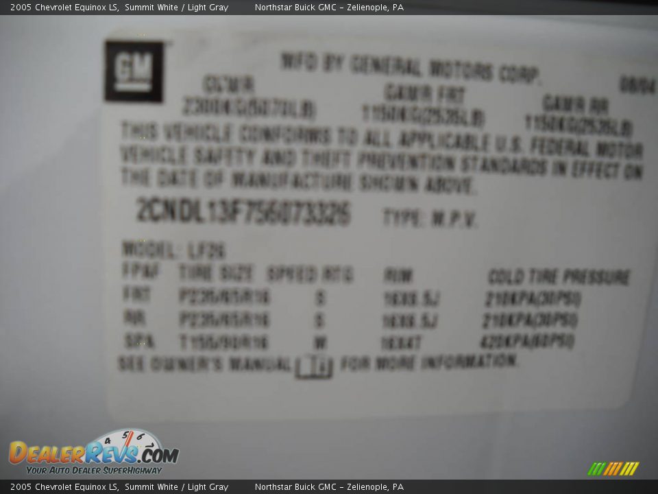 2005 Chevrolet Equinox LS Summit White / Light Gray Photo #9