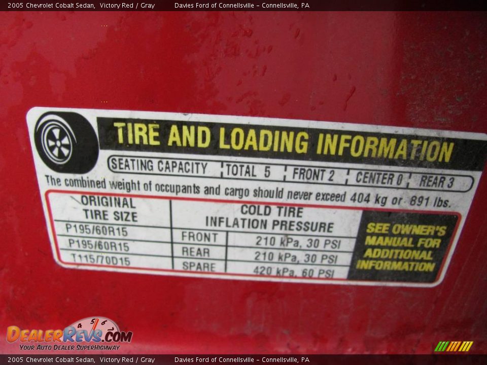 2005 Chevrolet Cobalt Sedan Victory Red / Gray Photo #14