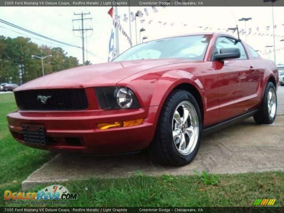 2005 Ford Mustang V6 Deluxe Coupe Redfire Metallic / Light Graphite Photo #1