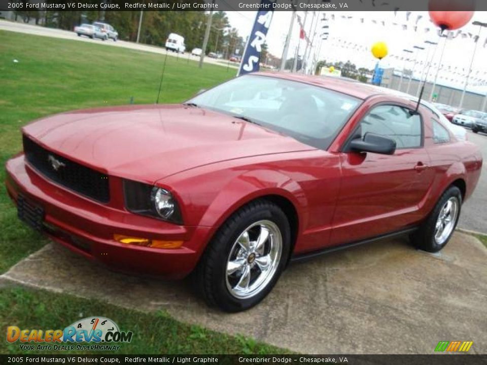 2005 Ford Mustang V6 Deluxe Coupe Redfire Metallic / Light Graphite Photo #9