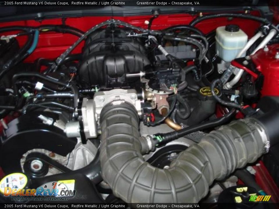 2005 Ford Mustang V6 Deluxe Coupe Redfire Metallic / Light Graphite Photo #29