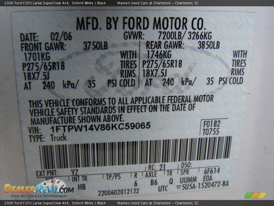 2006 Ford F150 Lariat SuperCrew 4x4 Oxford White / Black Photo #22
