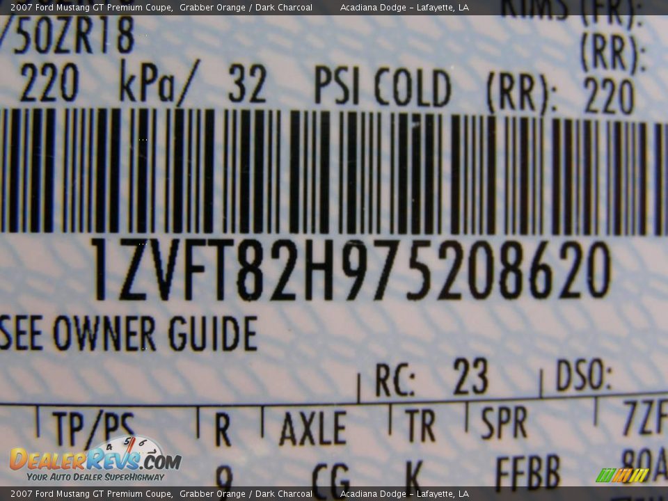 2007 Ford Mustang GT Premium Coupe Grabber Orange / Dark Charcoal Photo #13