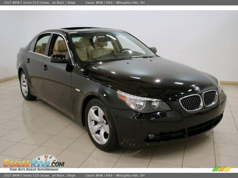 2007 BMW 5 Series 525i Sedan Jet Black / Beige Photo #1