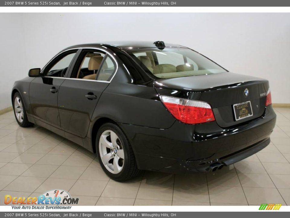 2007 BMW 5 Series 525i Sedan Jet Black / Beige Photo #5