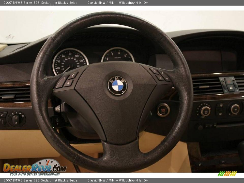 2007 BMW 5 Series 525i Sedan Jet Black / Beige Photo #11