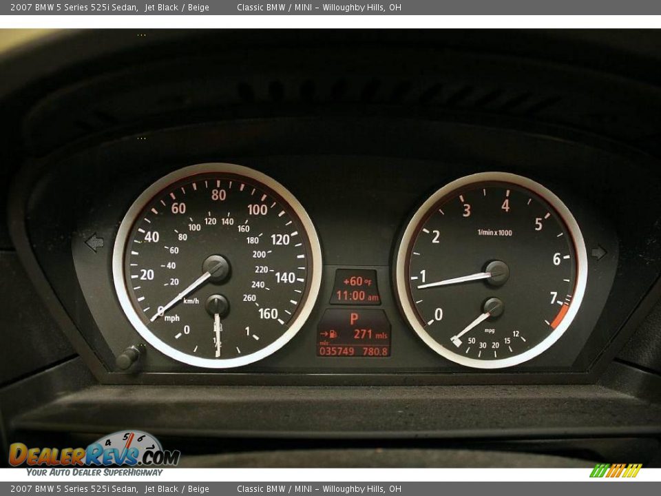 2007 BMW 5 Series 525i Sedan Jet Black / Beige Photo #13