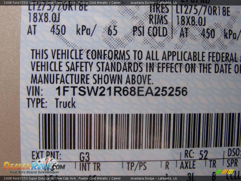 2008 Ford F250 Super Duty Lariat Crew Cab 4x4 Pueblo Gold Metallic / Camel Photo #13
