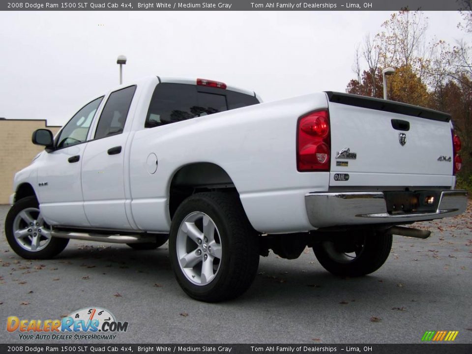2008 Dodge Ram 1500 SLT Quad Cab 4x4 Bright White / Medium Slate Gray Photo #4