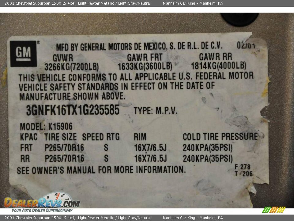 2001 Chevrolet Suburban 1500 LS 4x4 Light Pewter Metallic / Light Gray/Neutral Photo #19