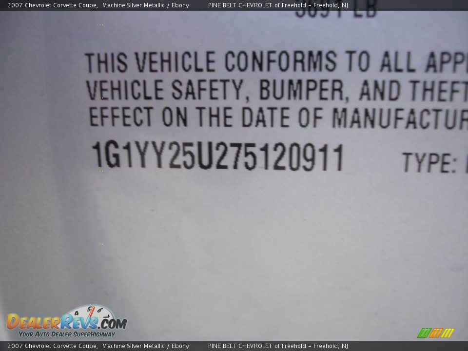 2007 Chevrolet Corvette Coupe Machine Silver Metallic / Ebony Photo #15