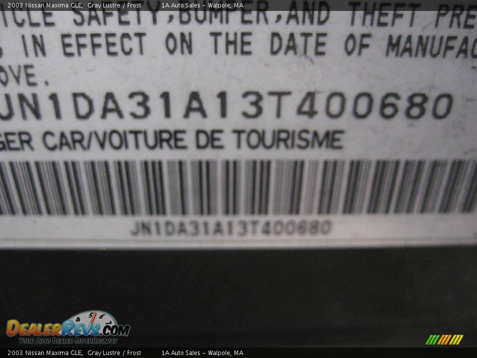 2003 Nissan Maxima GLE Gray Lustre / Frost Photo #6