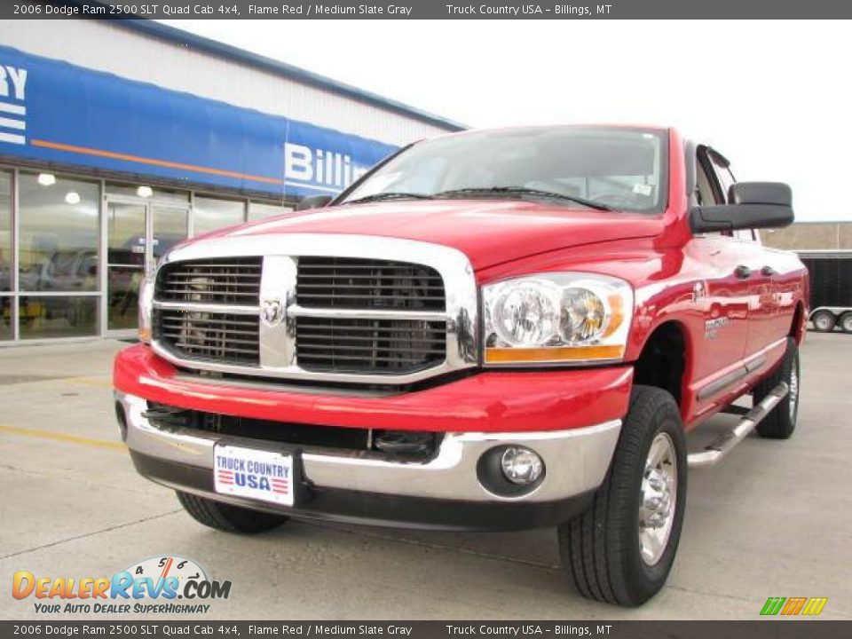 2006 Dodge Ram 2500 SLT Quad Cab 4x4 Flame Red / Medium Slate Gray Photo #2