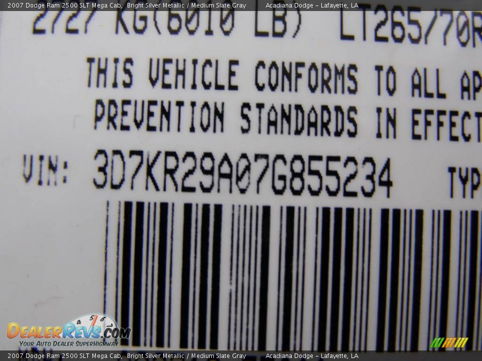 2007 Dodge Ram 2500 SLT Mega Cab Bright Silver Metallic / Medium Slate Gray Photo #13