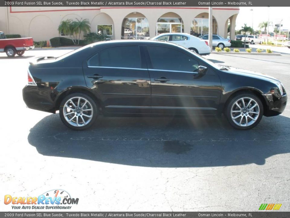 2009 Ford Fusion SEL Blue Suede Tuxedo Black Metallic / Alcantara Blue Suede/Charcoal Black Leather Photo #8