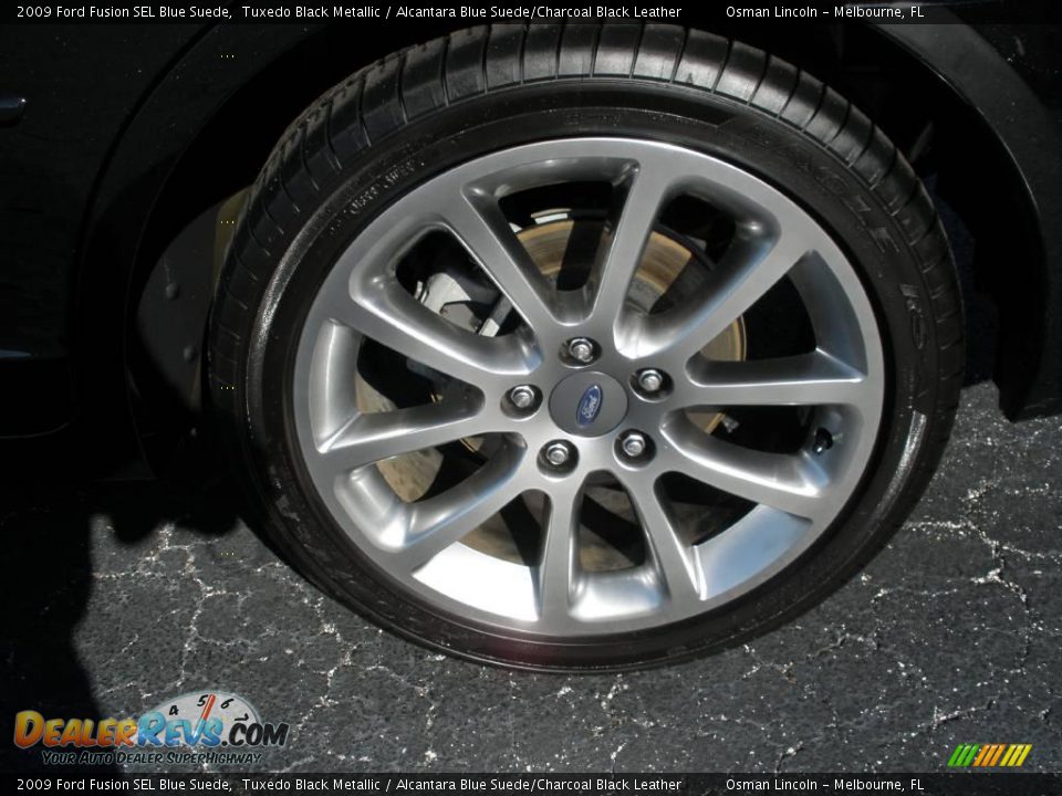 2009 Ford Fusion SEL Blue Suede Tuxedo Black Metallic / Alcantara Blue Suede/Charcoal Black Leather Photo #9