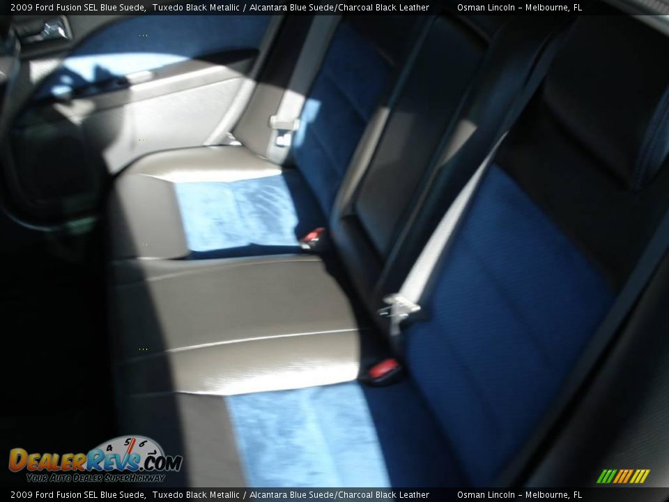 2009 Ford Fusion SEL Blue Suede Tuxedo Black Metallic / Alcantara Blue Suede/Charcoal Black Leather Photo #12