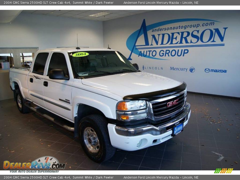 2004 GMC Sierra 2500HD SLT Crew Cab 4x4 Summit White / Dark Pewter Photo #1