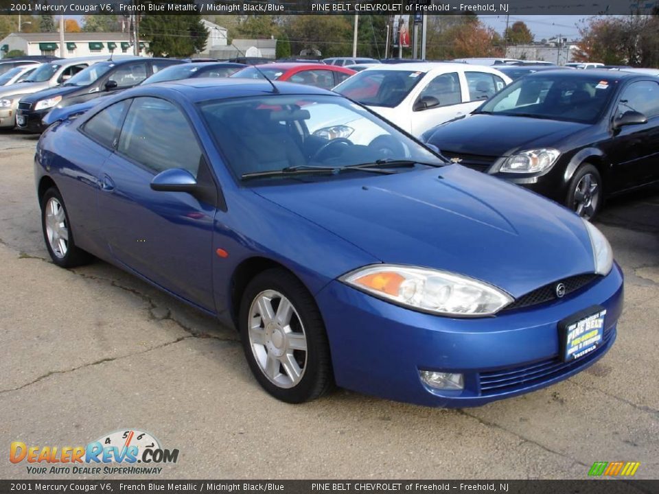 2001 Mercury Cougar V6 French Blue Metallic / Midnight Black/Blue Photo #2