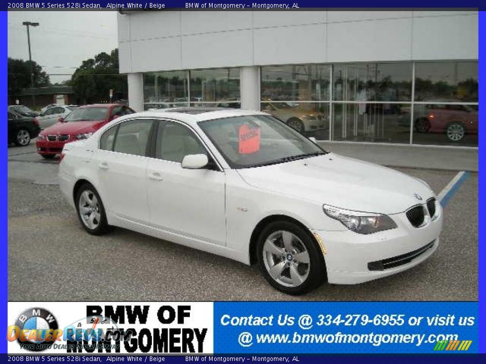 2008 BMW 5 Series 528i Sedan Alpine White / Beige Photo #1