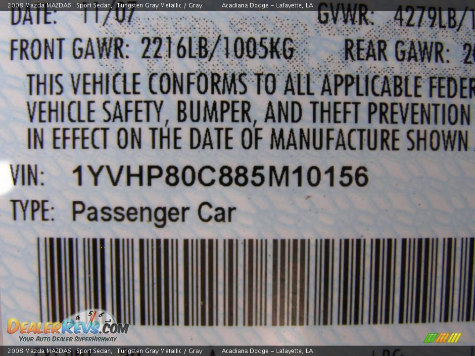 2008 Mazda MAZDA6 i Sport Sedan Tungsten Gray Metallic / Gray Photo #13