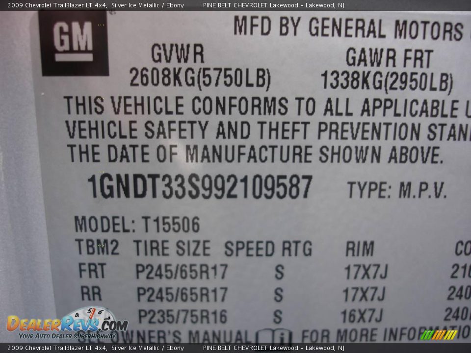 2009 Chevrolet TrailBlazer LT 4x4 Silver Ice Metallic / Ebony Photo #15