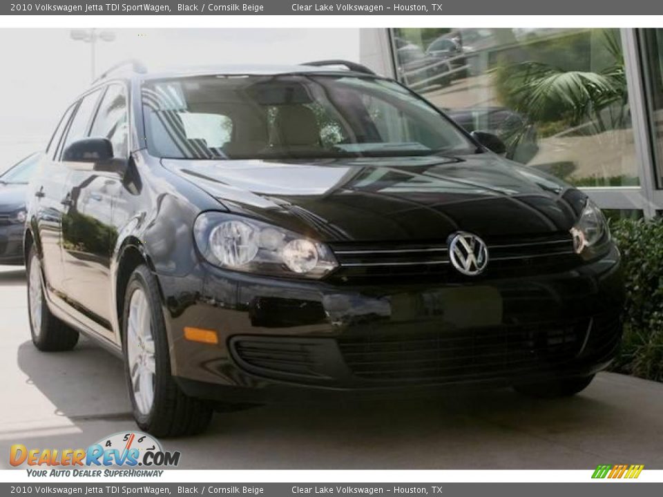 2010 Volkswagen Jetta TDI SportWagen Black / Cornsilk Beige Photo #1
