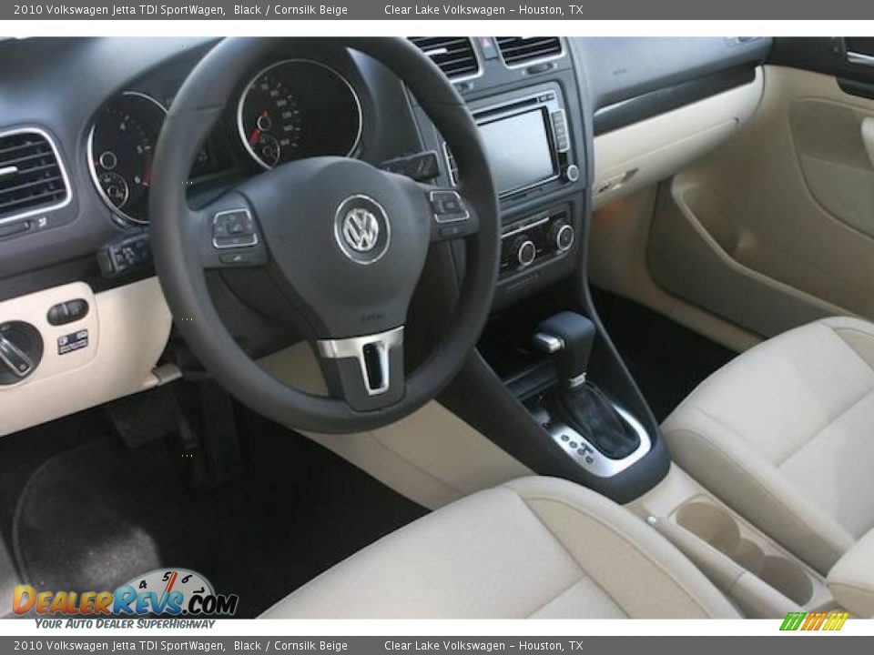 2010 Volkswagen Jetta TDI SportWagen Black / Cornsilk Beige Photo #10