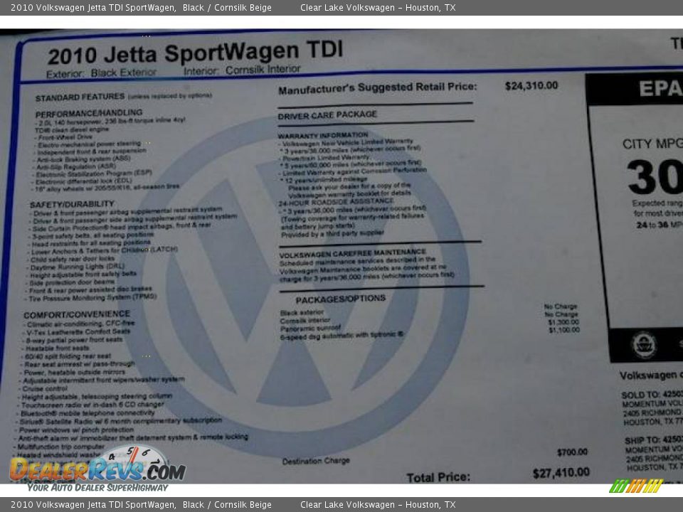 2010 Volkswagen Jetta TDI SportWagen Black / Cornsilk Beige Photo #19