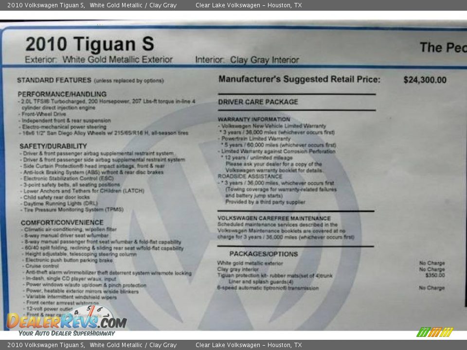2010 Volkswagen Tiguan S White Gold Metallic / Clay Gray Photo #18