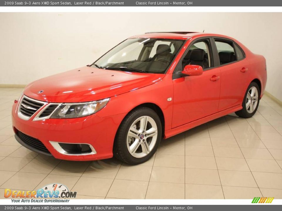 2009 Saab 9-3 Aero XWD Sport Sedan Laser Red / Black/Parchment Photo #3