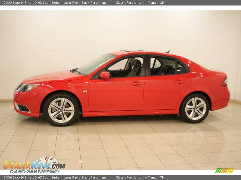 2009 Saab 9-3 Aero XWD Sport Sedan Laser Red / Black/Parchment Photo #4