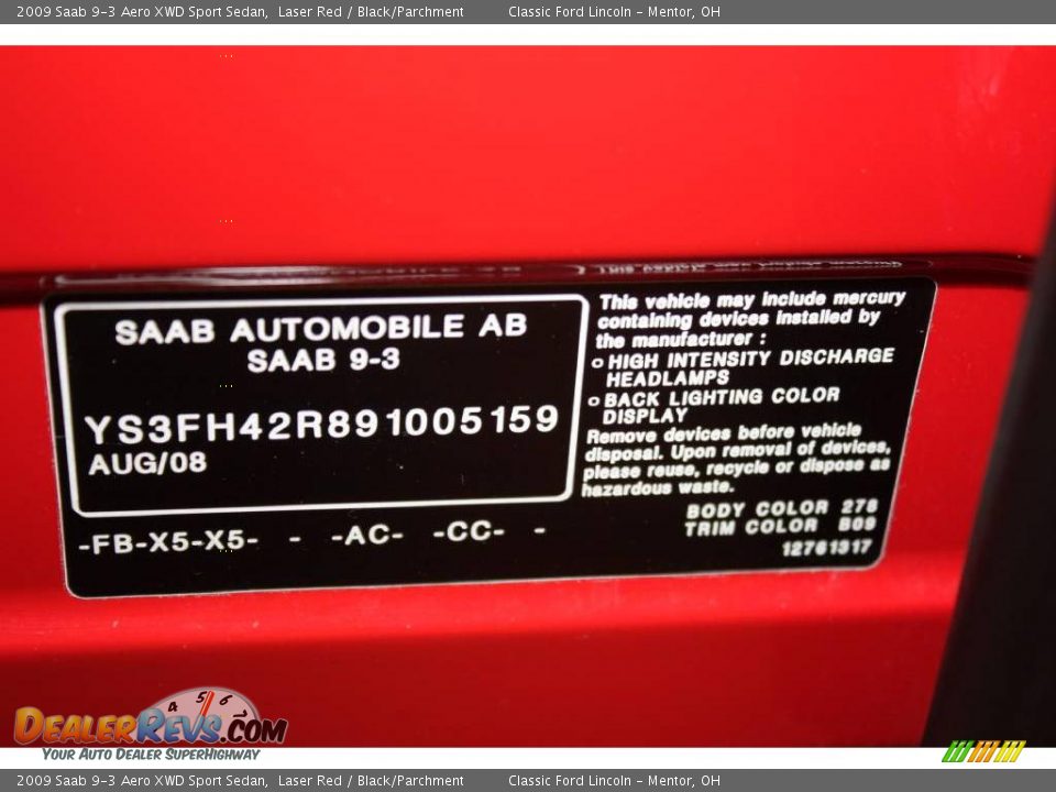 2009 Saab 9-3 Aero XWD Sport Sedan Laser Red / Black/Parchment Photo #24