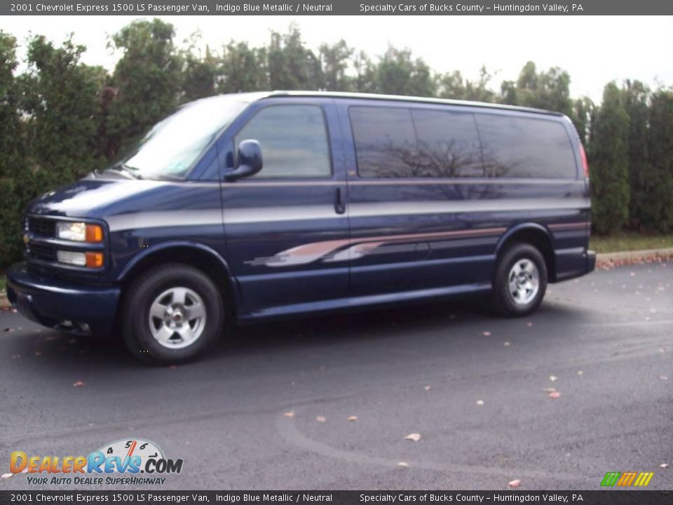 2001 Chevrolet Express 1500 LS Passenger Van Indigo Blue Metallic / Neutral Photo #1