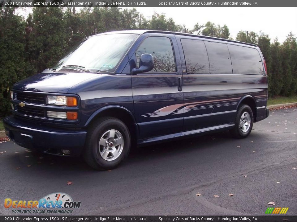 2001 Chevrolet Express 1500 LS Passenger Van Indigo Blue Metallic / Neutral Photo #2
