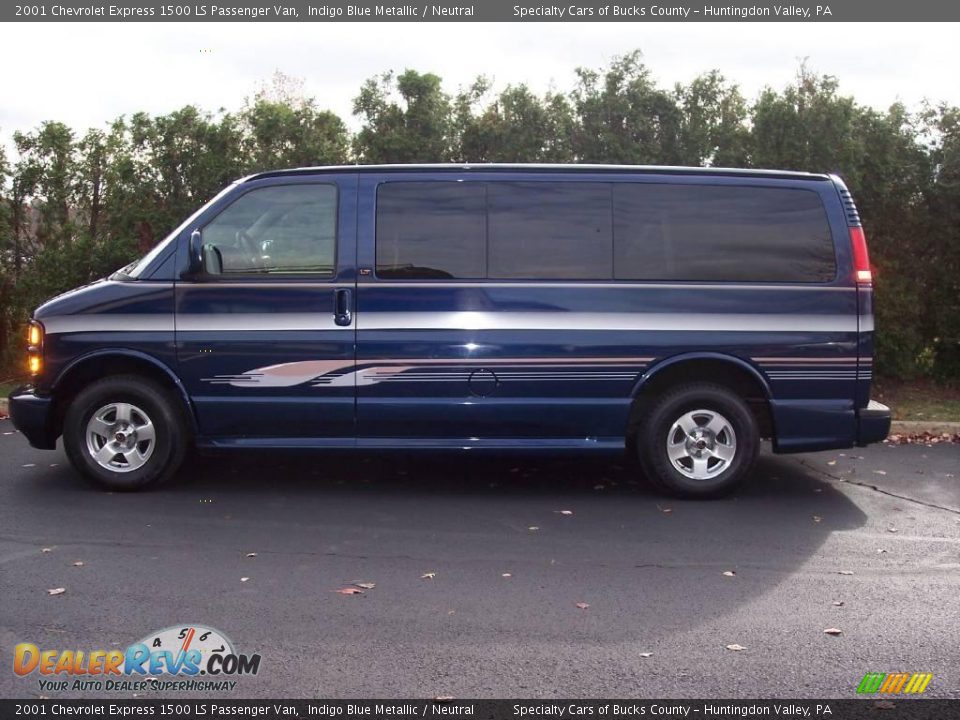 2001 Chevrolet Express 1500 LS Passenger Van Indigo Blue Metallic / Neutral Photo #6