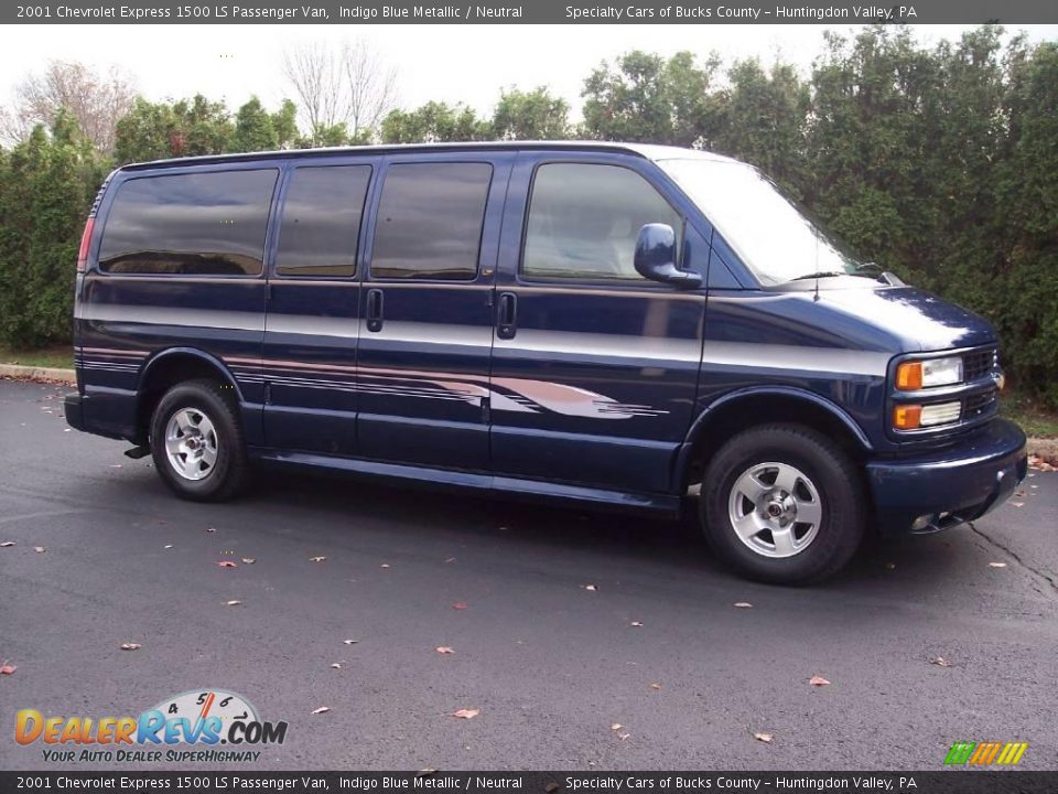 2001 Chevrolet Express 1500 LS Passenger Van Indigo Blue Metallic / Neutral Photo #14