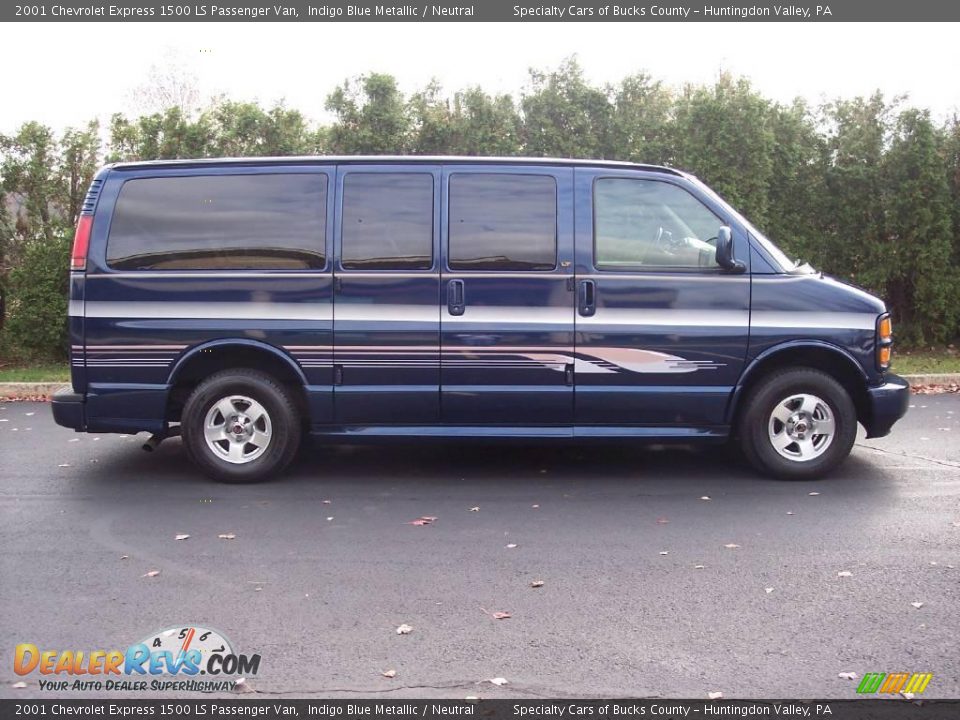 2001 Chevrolet Express 1500 LS Passenger Van Indigo Blue Metallic / Neutral Photo #15