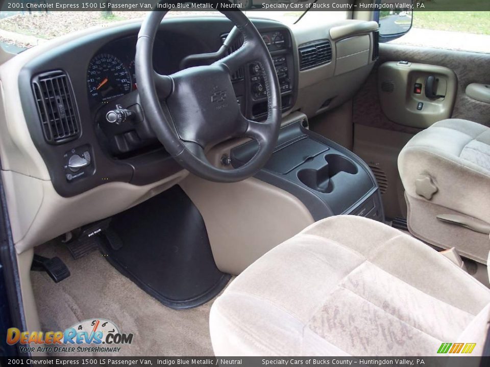 2001 Chevrolet Express 1500 LS Passenger Van Indigo Blue Metallic / Neutral Photo #20